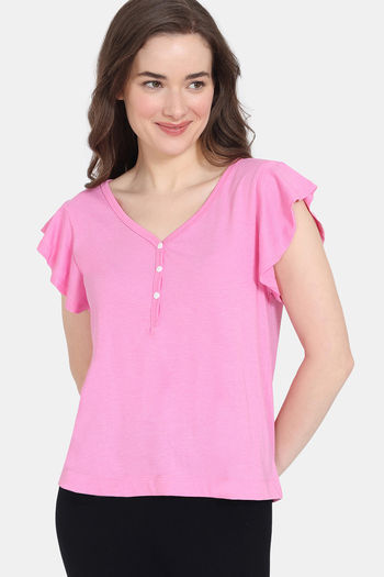 Buy Zivame Summer Thyme Knit Cotton Top - Begonia pink